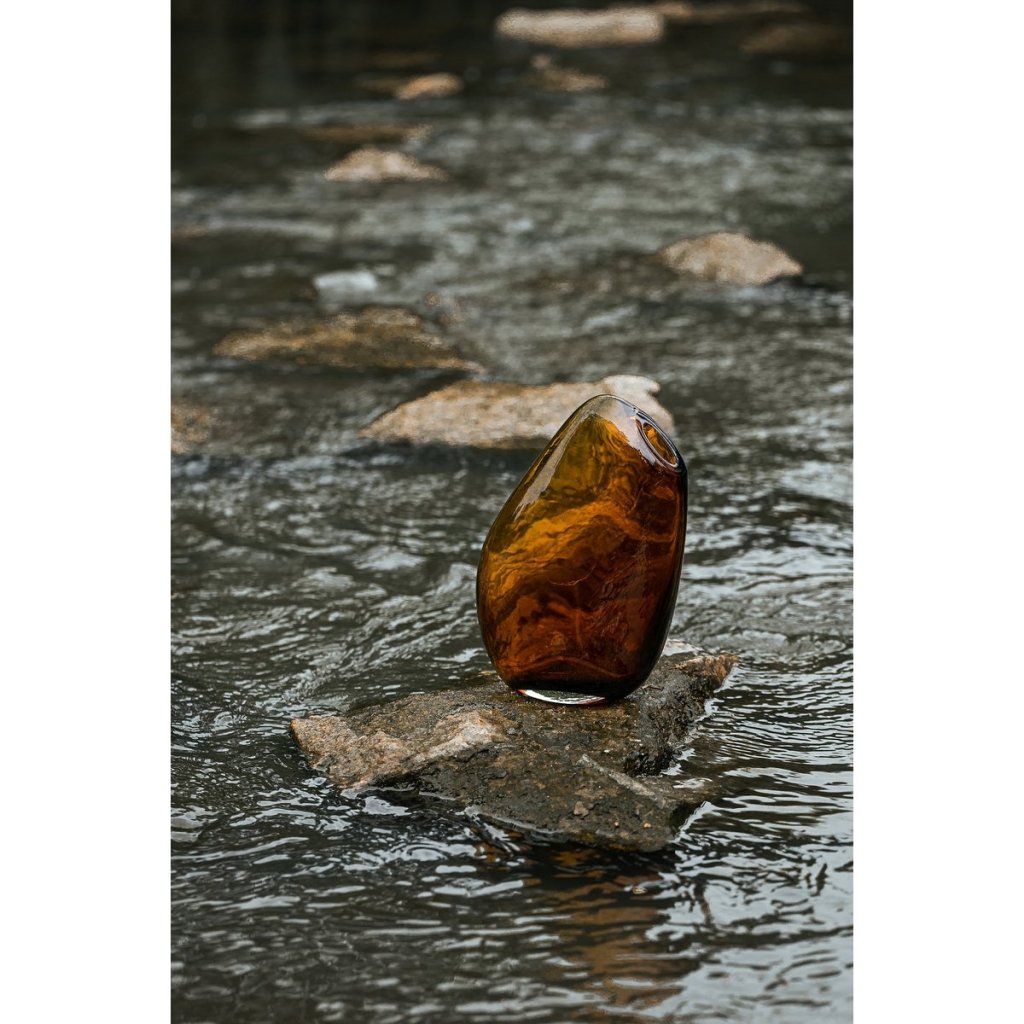 Hoge moderne vaas amber - mrshomeandgarden