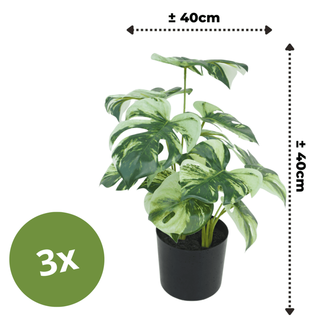 Set van 3 Monstera kunstplanten 40 cm - mrshomeandgarden